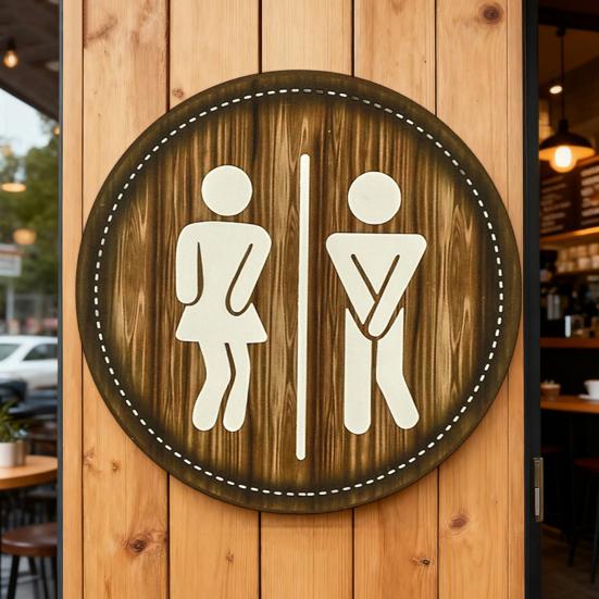 Cotton Thread Wooden Bathroom Sign Rustic Restroom Door Men Women Hanging Sign Restaurant Office