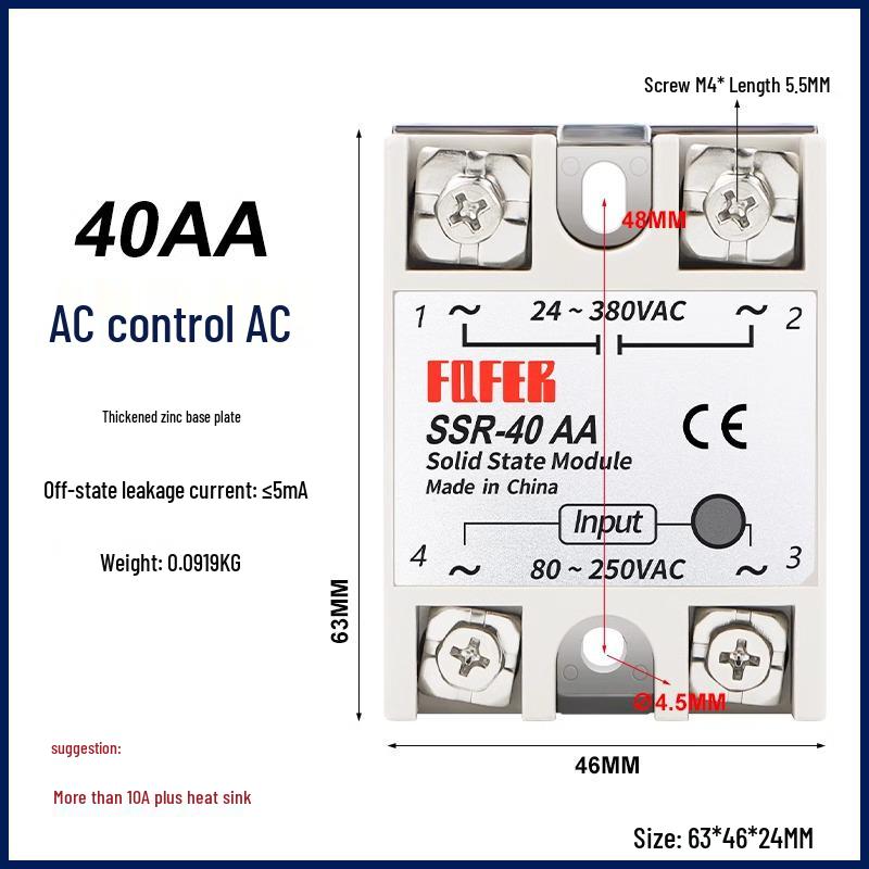DC-Controlled AC SSR 40DA 25A 60DA 80DA 100DA-H 40DD VA Single-Phase Solid State Relay