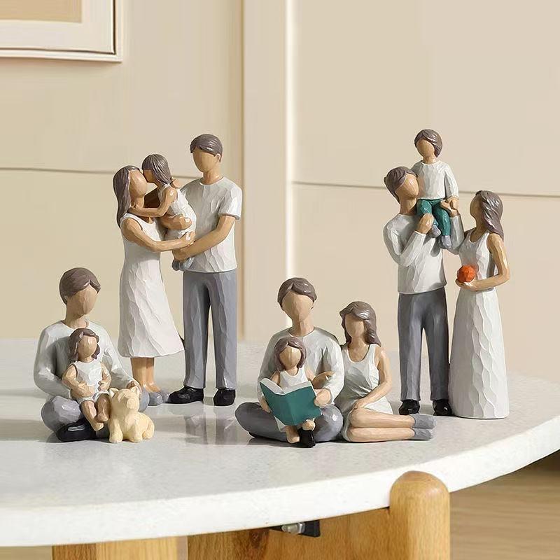 Nordic Style Creative Resin Family Figurines – Couple and Child Home Decor Ornament, Happy Family Sculpture Gift