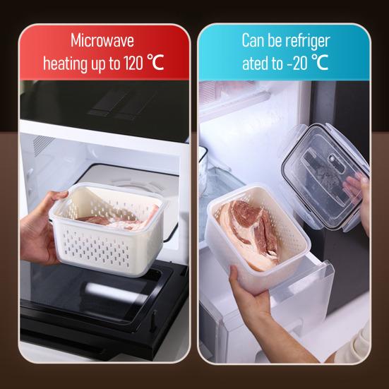 Fruit Storage Boxes for Fridge Leak-proof Produce Containers with Removable Colander And Divider Food Container for Vegetables And Fruits Meal Prep