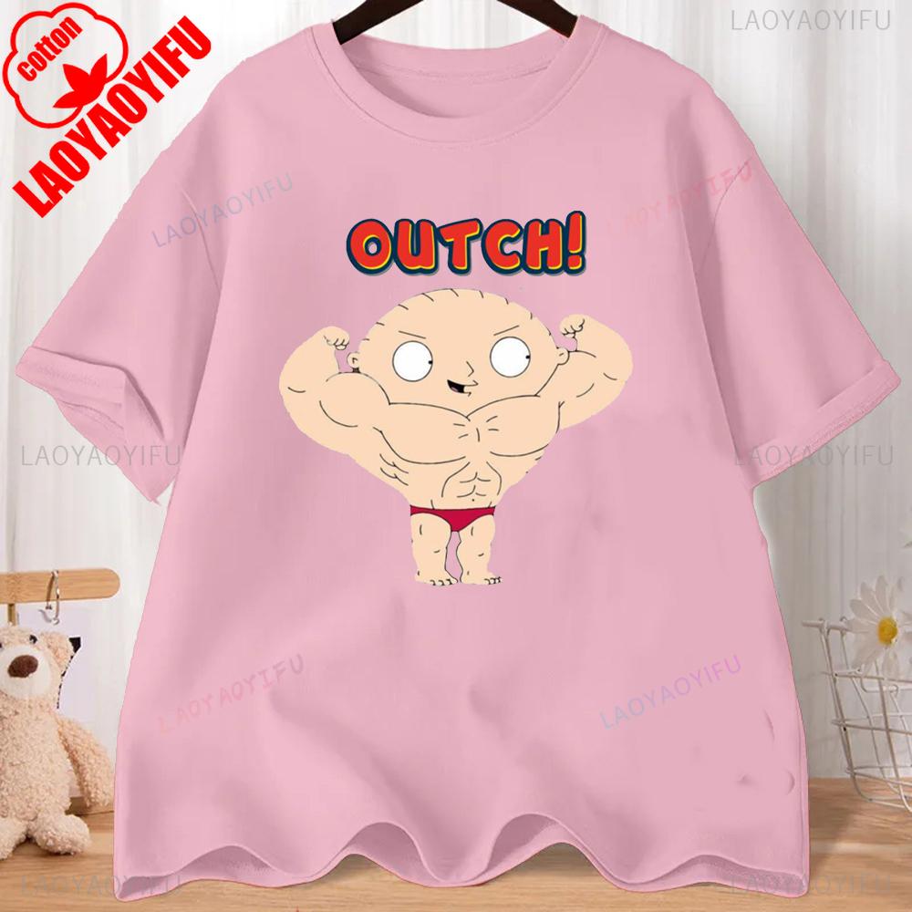 FMILY GUY Stewie Tattoo Brian Cartoon FMILY GUY Bedrucktes T-Shirt für Fitnesstraining, Joggen und Outdoor-Aktivitäten