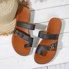 Fashion Clip Toe Flat Slippers for Women Summer New Beach Metal Sandals for Women Fashion Soft Bottom Non-slip Women's Shoes Flip Flops