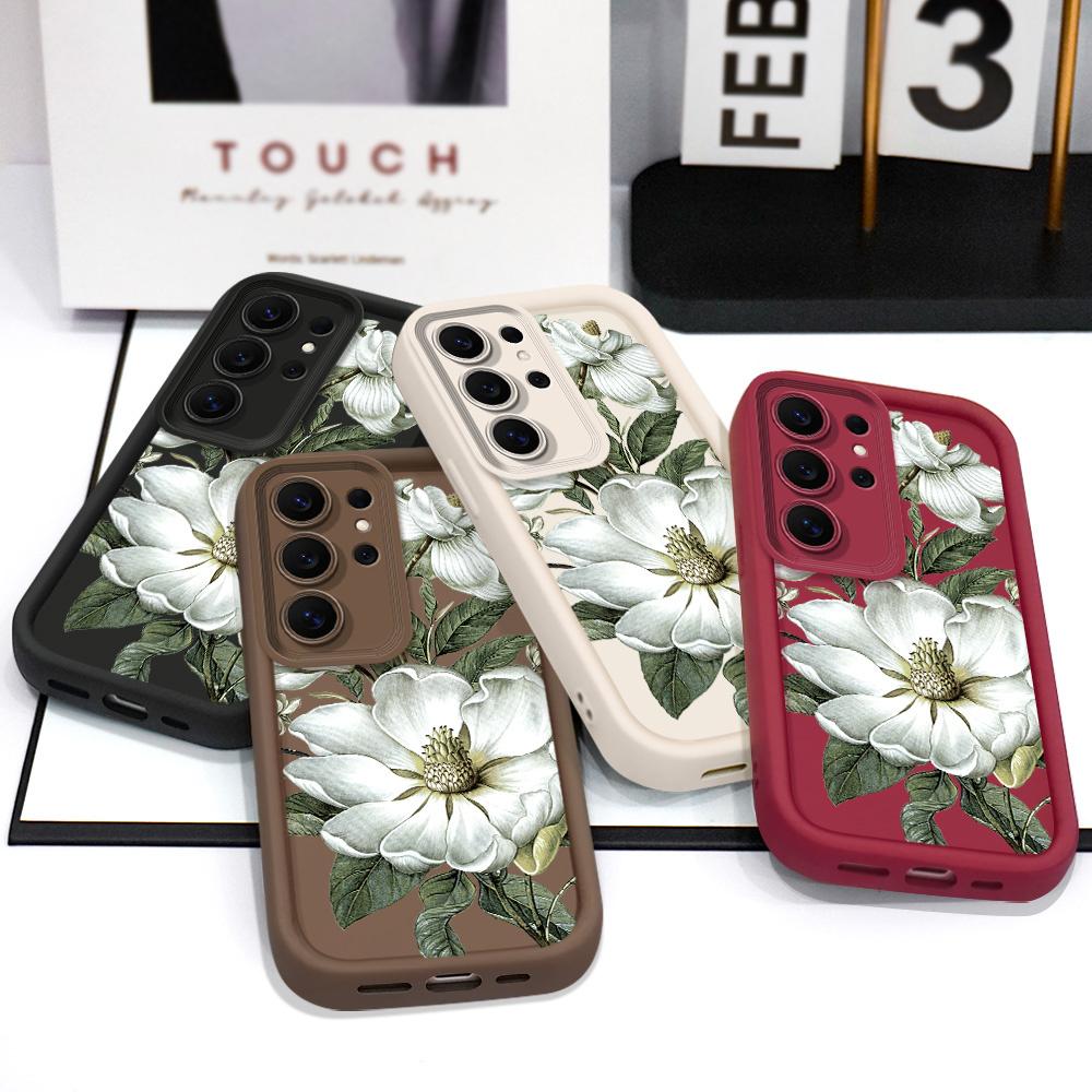 Magnolia Flower Phone Case For Samsung Galaxy S26 S25 S24 FE Plus Ultra 5G Staircase Soft Cover