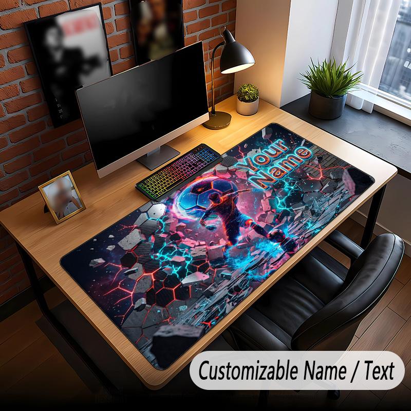 Soccer Theme Custom Mouse Pad Personalized With Name Text Customized Desk Mat For Office Home Decor