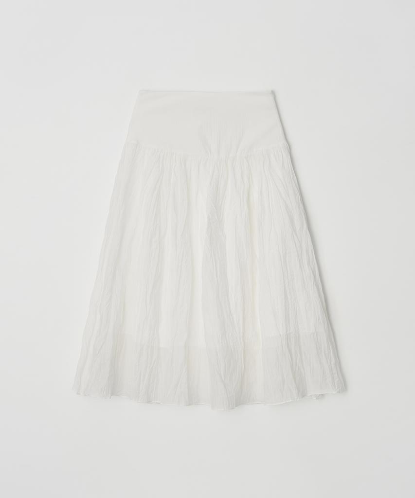 Meojiaenminggeul Ete Contour Wrinkle Midi Skirt (White)