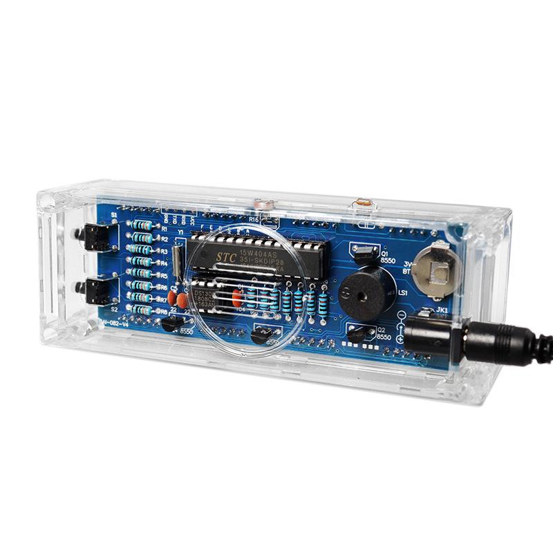 Light-Controlled 1-inch LED Nixie Tube DIY Digital Clock Kit with Microcontroller and Case