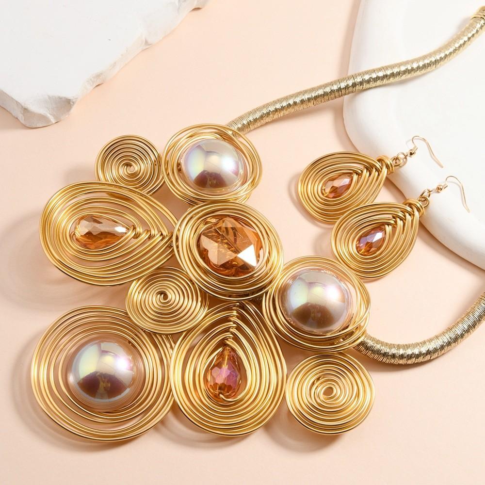 Set Jewelry Trend With Acrylic Pendants And Electroplated Finish For Ladies