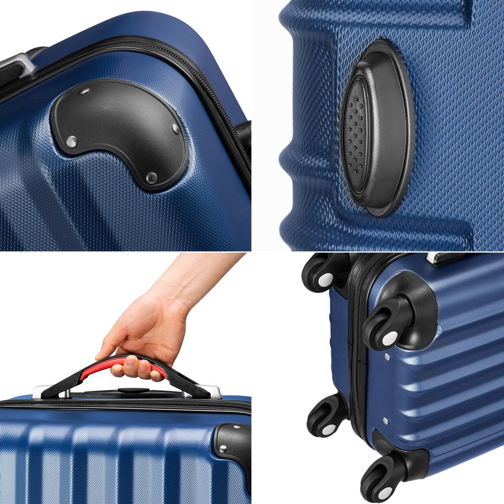 MADERA navy blue 3-in-1 wheeled suitcase set
