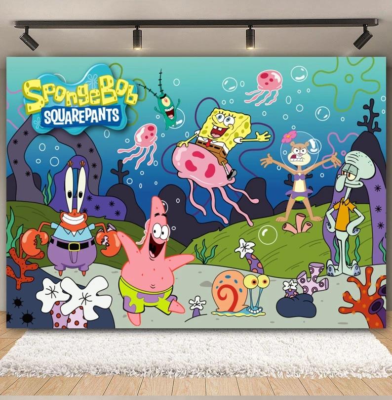 SpongeBob themed backdrop for children's birthday parties, baby shower decorations, photo shoot backdrop.95