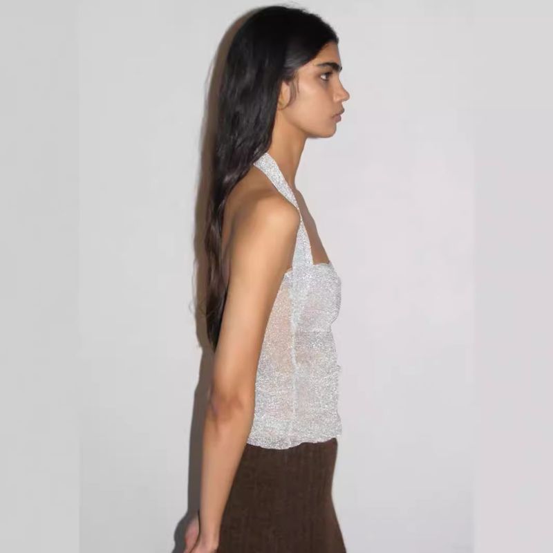 Paloma Wool Spain New Arrival Halterneck Spaghetti Straps Sleeveless Open Back Slimming Vest Tops Female Summer