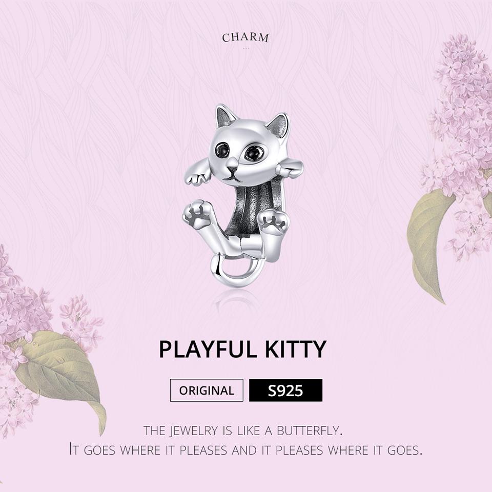 WOSTU Jewelry Fit Original CAT Charms Bracelet Authentic 925 Sterling Silver Bead Fit Bracelet