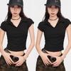 Cotton Summer Sexy Women's T Shirt Skinny Slim Basic Solid Crop Short Sleeve TShirtCasual Tee Women