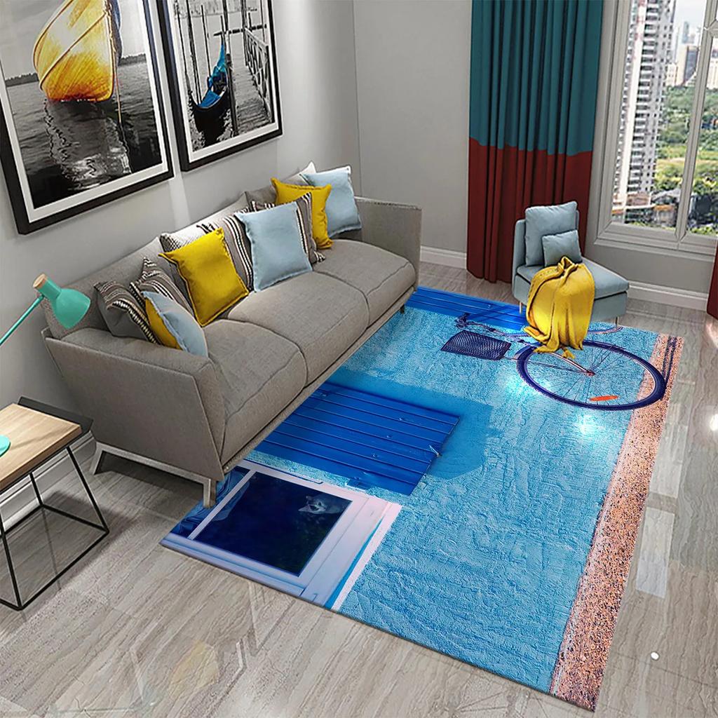 Dywan 3D w stylu vintage z rowerem Mata domowa do łazienki kuchni Dywan antypoślizgowy Mata dekoracyjna do salonu sypialni przedpokoju dla dzieci prezenty