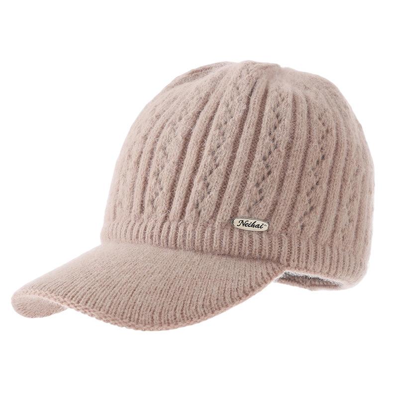 Chapeau d'automne et d'hiver pour femmes, bonnet tricoté épais en polaire, chapeau haut vide, chapeau de sport chaud de mode d'extérieur