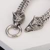 Stainless Steel Viking Wolf Head Bracelet with Franco Link Chain for Men