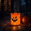 Illuminated Halloween Candy Basket Glowing Pumpkin Bag with LED Lights, Reusable Treat Spooky Tote Lights for Kids, Trick or Handbag Party Favors