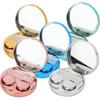 Portable Round Reflective Contact Lenses Storage Box Case Container Holder