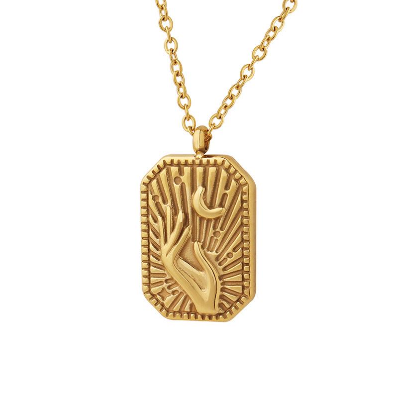 European Style Titanium Steel Moon Hand Gesture Pendant Necklace