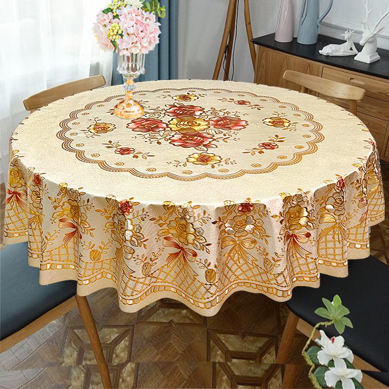 Luxury Waterproof PVC Tablecloth: Oilproof, Anti-scald, Wash-free Round Design for Hotels and Homes