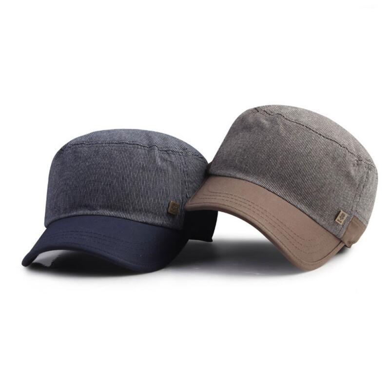 Oversized striped color block military cap black