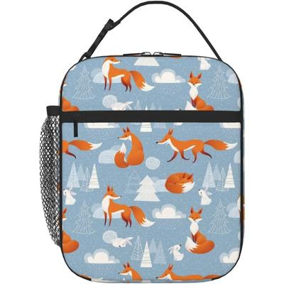 Sac à lunch Fox Bunny Cloud pour femmes hommes boîte à lunch isotherme réutilisable portable léger avec poche latérale pour le travail pique-nique