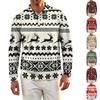 Camicia da Golf da Uomo a Manica Lunga Casual con Stampa Natalizia Rete Traspirante ad Asciugatura Rapida