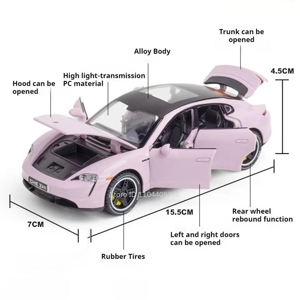 Scale 1:32 911 Targa Taycan Model Car Toy Metal Die-Cast Rubber Tires Miniature Supercar Models Birthday Presents For Adults