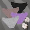 4Pcs Cotton Striped Underwear Women's Double Belt Panties Sexy Low Waist Solid Briefs Female Breathable Comfort Lingerie