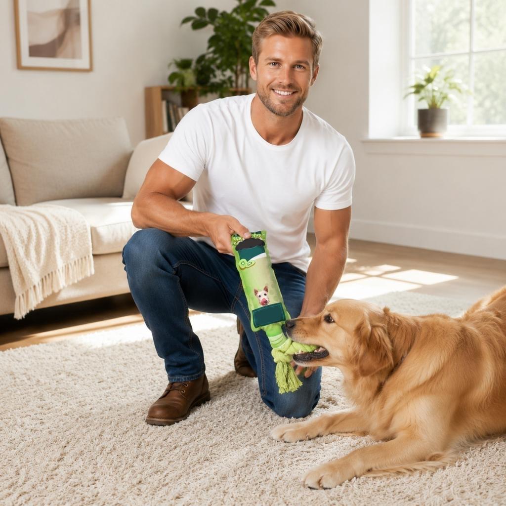 Kiwi Fruit Inspired Dog Toy with Rope Knot Design Durable Chew Toy for Teeth Cleaning and Interactive Play Suitable for Medium and Large Dogs