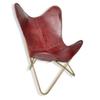 Leather Butterfly Chair - Comfortable Arm Rest Living Room Butterfly Chair - with Golden Powder Coated Iron Stand