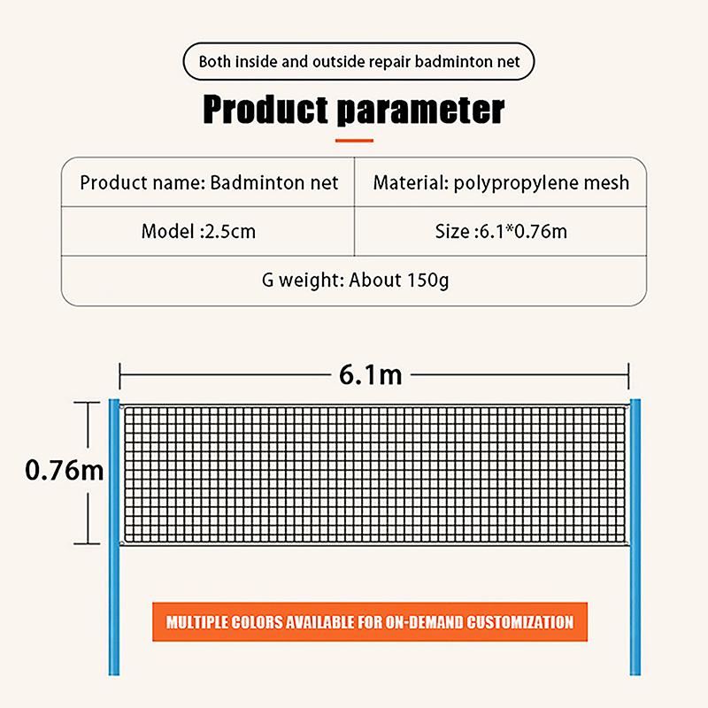 6m Official Size Badminton Net White Border Foldable for Outdoor Playground Sports Training Teenager Practice Activities