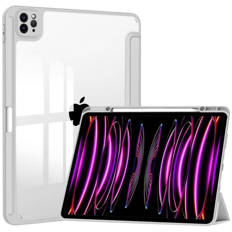 IPad Pro 12.9 Inch Air 13 Folio Case With Stand Magnetic Sleep/Wake Soft TPU Shell Acrylic Pen Slot Full Protection