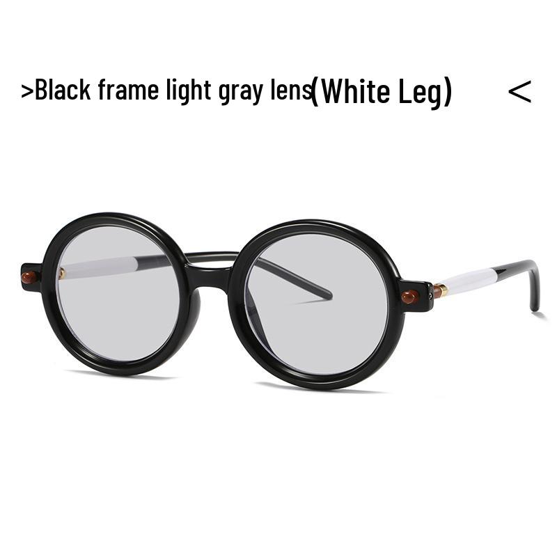 

Literary Korean Style Round Frame Sunglasses 86602 with Plain Lenses - Unisex Trendy Glasses