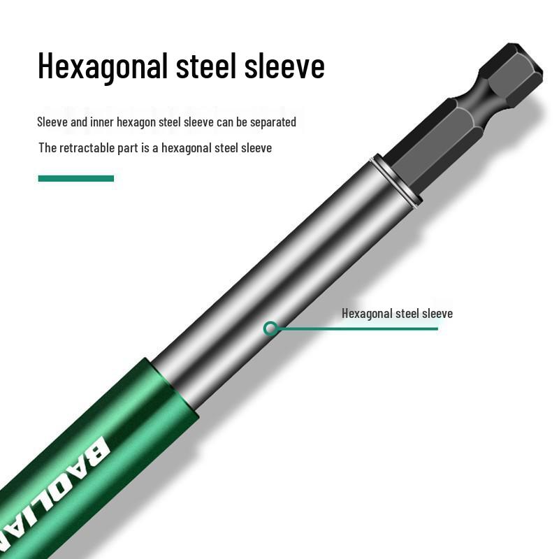 Telescopic Magnetic Bit Positioning Screwdriver with Hex Shank and Extended Socket Rod