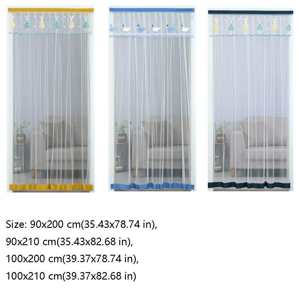 Self-adhesive Screen Door Curtain No Punching Lace Embroidered Door Curtain Dormitory