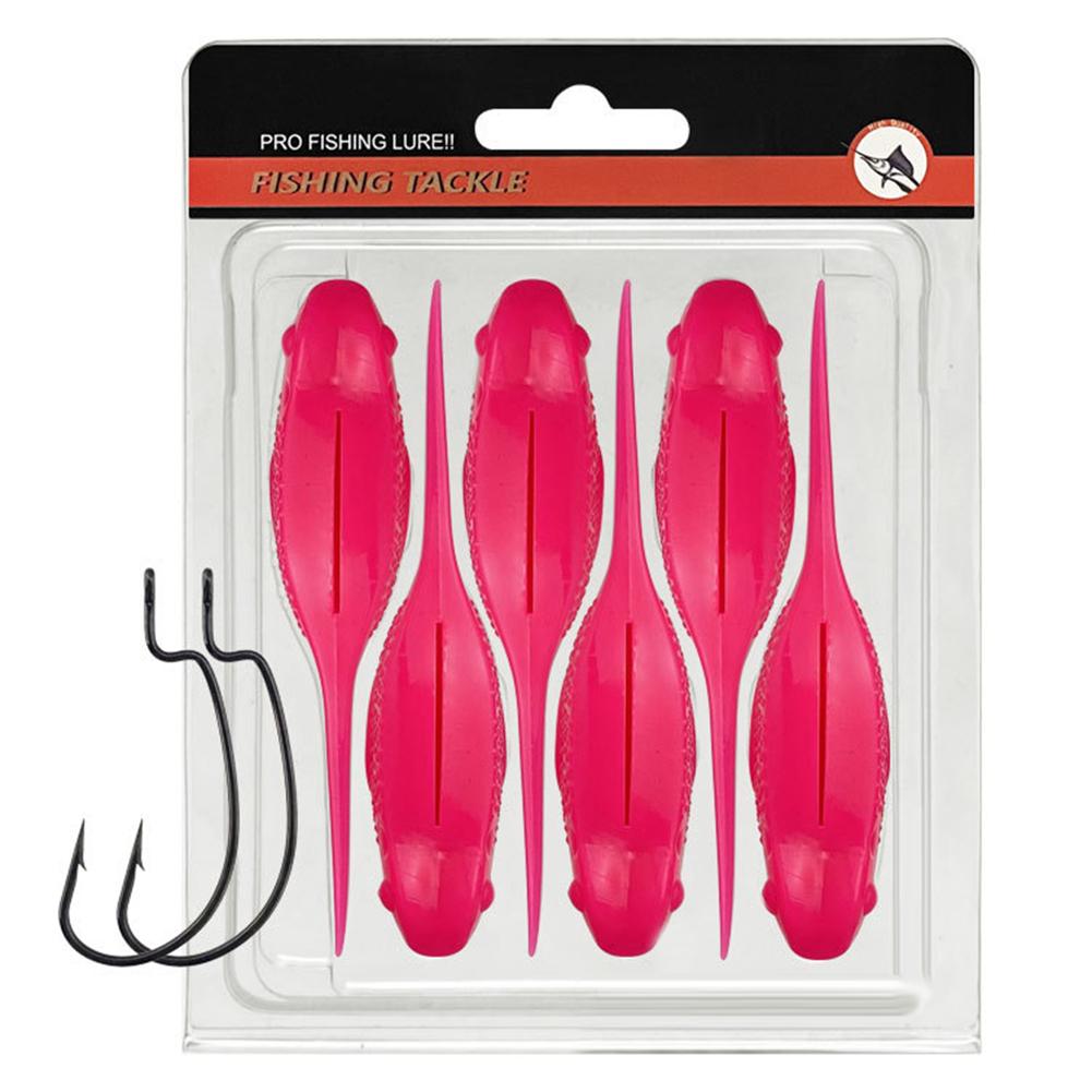 Fishing Soft Baits 6pcs 10cm Tadpole Style Long Tail Swimbait Weight 100g Pink