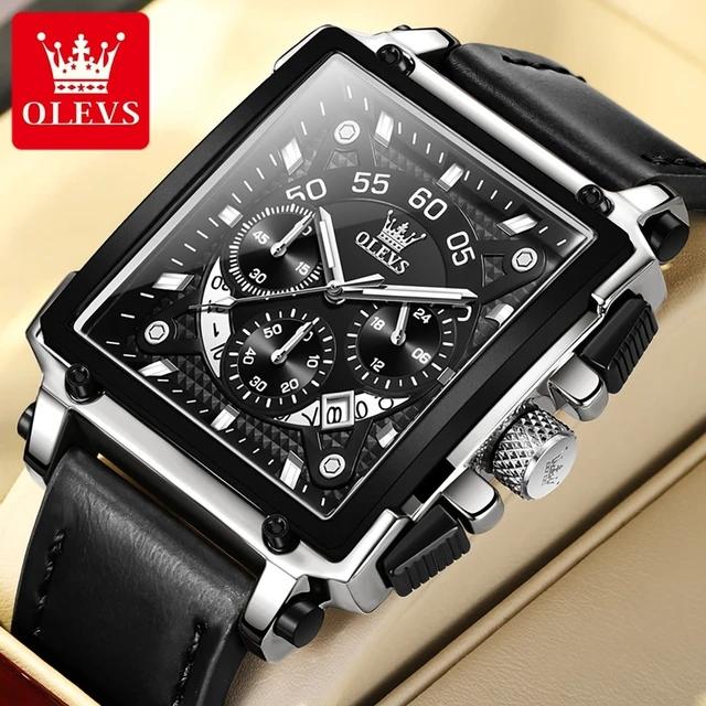 New Olevs 9919 Stone Gifts Waterproof Digital Sports Luxury Genuine Leather Strap Watches Men Wrist Men Japan Quartz Watch
