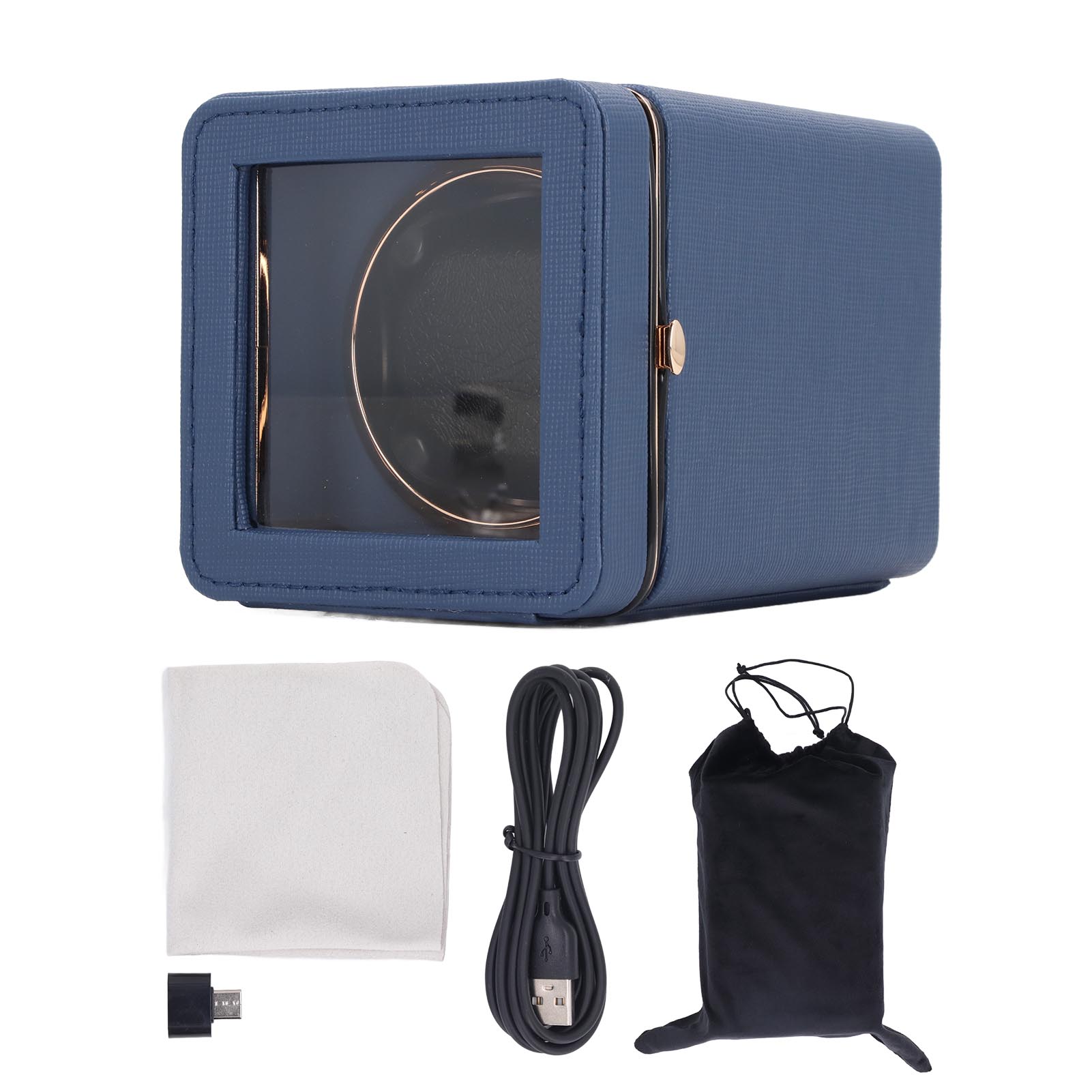 

Одинарный заводной механизм для часов, 5 режимов вращения, искусственная кожа, автоматический заводной механизм для часов, футляр с подсветкой, USB тип C озеро синий