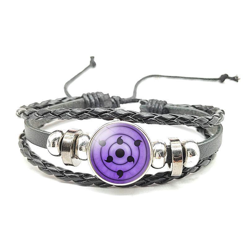 Naruto Mori Style Time Gem Multi-layer Black Leather Bracelet