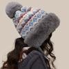 Thickened and Warm Wool Hat Lei Feng Hat for Women Knitted Furry Face Showing Small Northeast Snow Ear Protection Hat