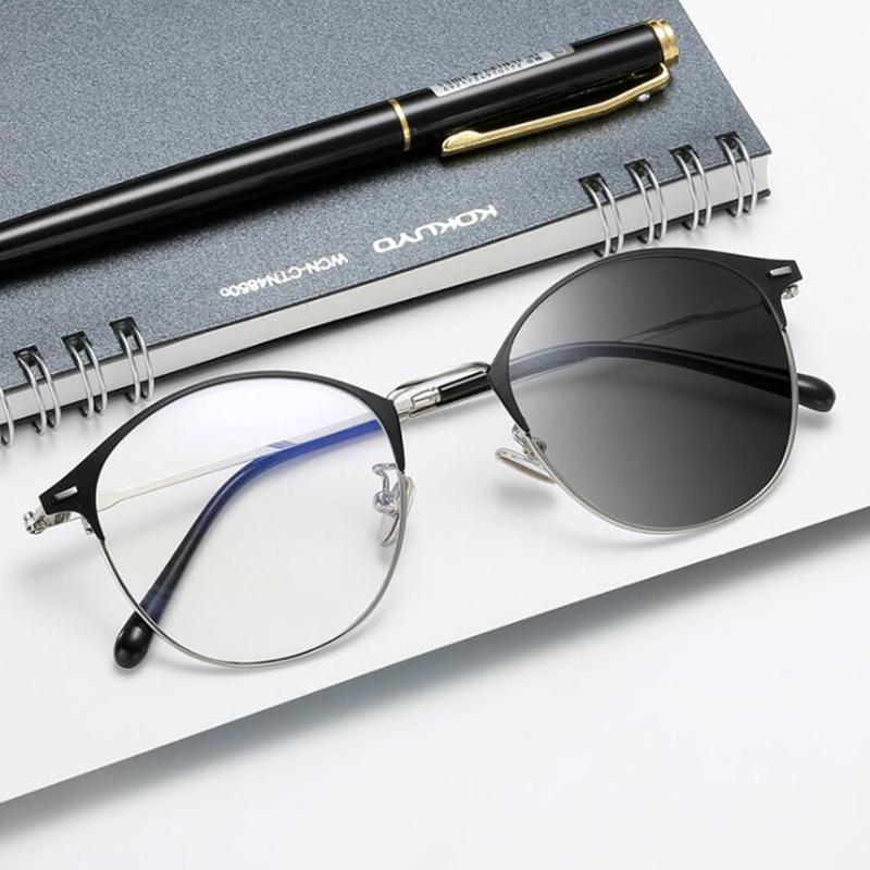 Men Women Metal Round Prescription Eyeglasses Myopia Lens Shade Goggles 0 To -6 0 Diopter