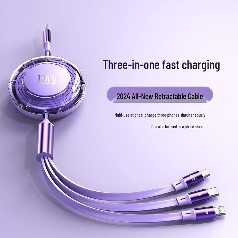 MKO120W 3-in-1 Fast Charging Cable for Apple, Huawei, Android, and Type-C Devices