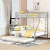 Children's Bed Bunk Bed 90(140)x200cm, Metal Bed with Ladder On Both Sides, Bunk Bed with Pull-out Bed and Fall Protection