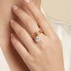 Women's Delicate Shiny Cubic Zirconia Ring, Double Layer High Quality Stainless Steel Ring, 18K Gold Plated Fashion Jewelry