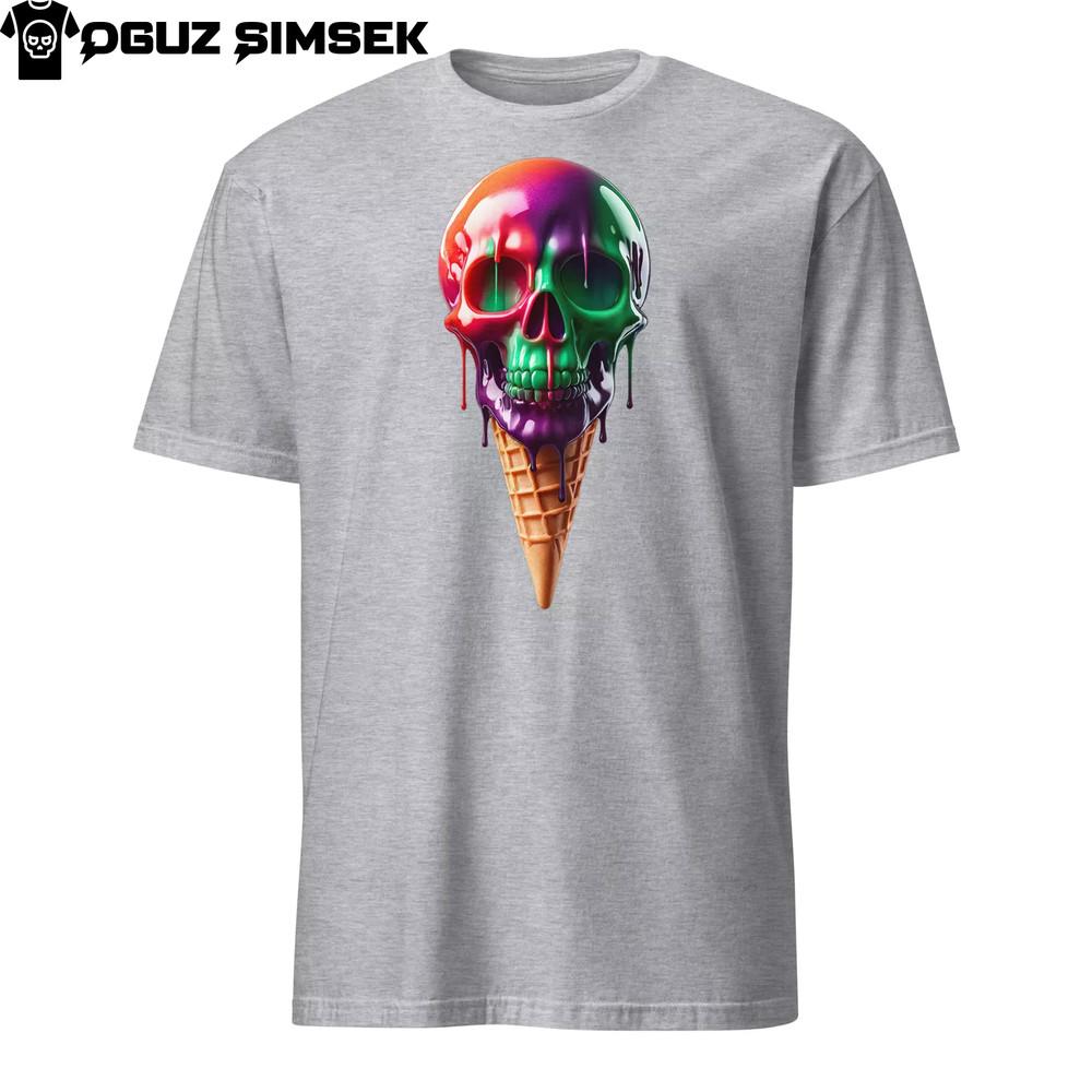 

Chill Reaper Tee: Melting Skull Ice Scream Cream Graphic T-Shirt Halloween Tee XL