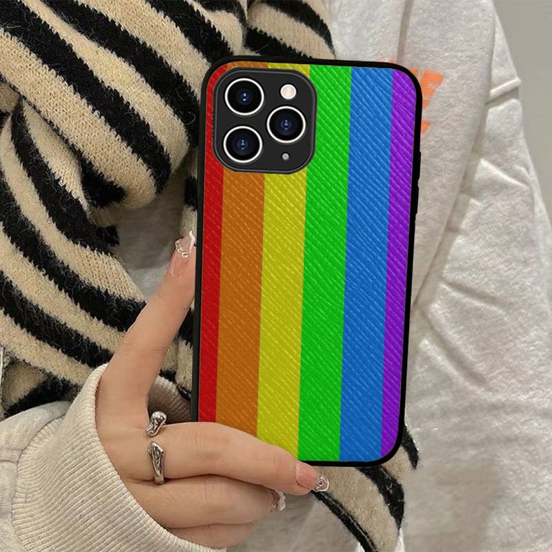 

Оригинальный чехол для телефона Rainbow, жесткий кожаный чехол для iPhone 11 12 13 Mini Pro Max 8 7 Plus SE 2020 X XR XS Coque iphone 8 plus