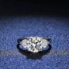 Fashion 3ct Real Moissanite Diamond Round Ring Pure S925 Sterling Silver for Women Fine Jewelry Wedding Gift