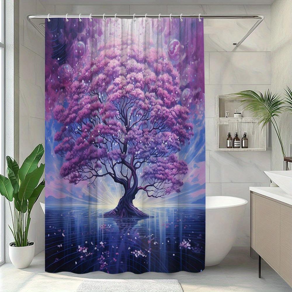 Enchanted Purple Tree Waterproof Mildew-Resistant Shower Curtain - Magical Design for a Tranquil Bathroom Décor Experience