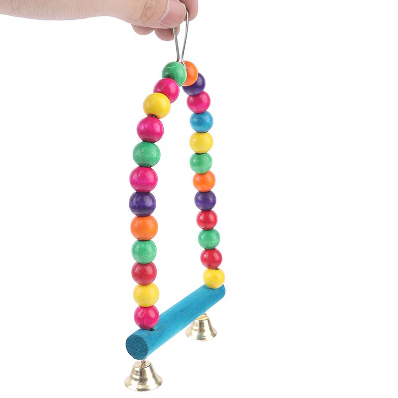 Natural Wooden Parrot Swing Toy Bird Supplies Perch Hanging Swings Cage For Pets