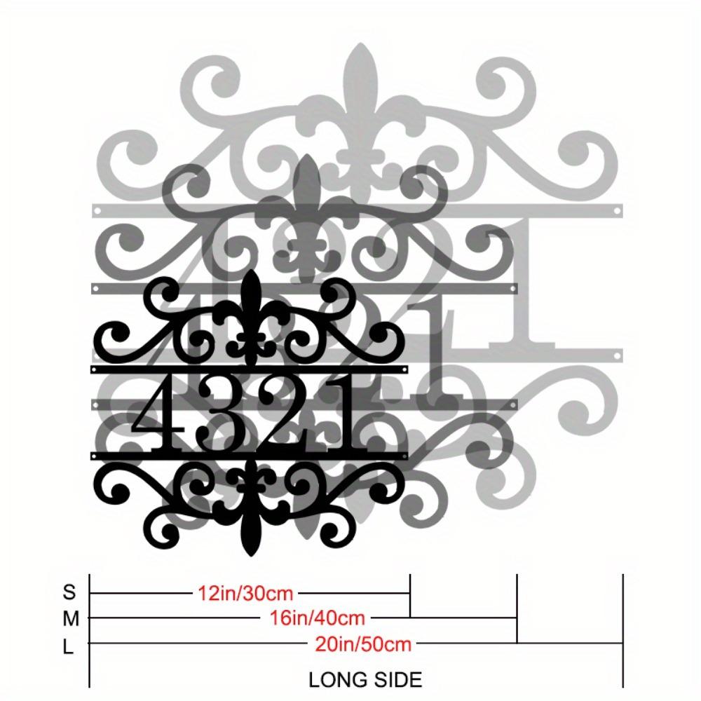 

Custom Metal Address Sign House Number Plate Modern Personalized Iron Scroll Home Decor 30cm